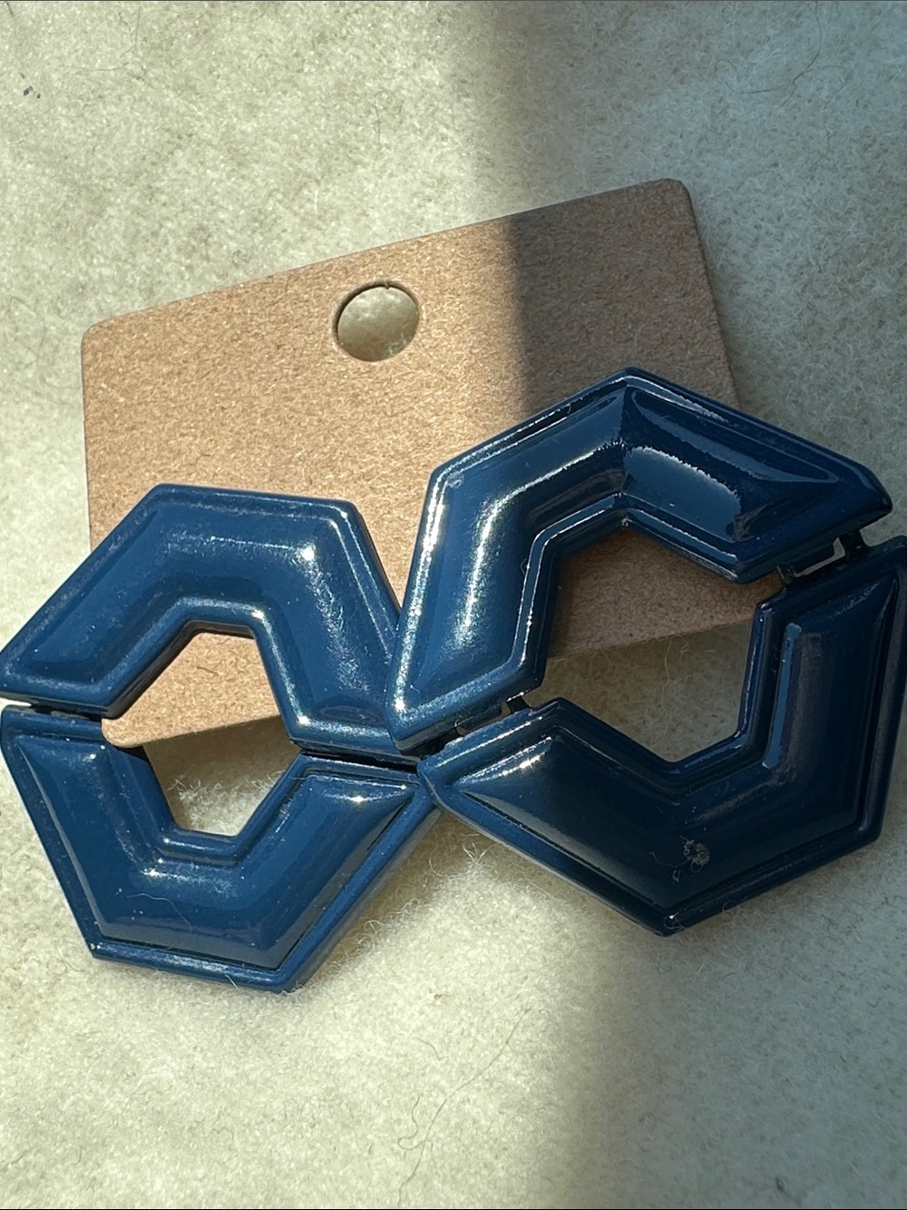 Vintage Articulated Metal Navy Geometric Earrings